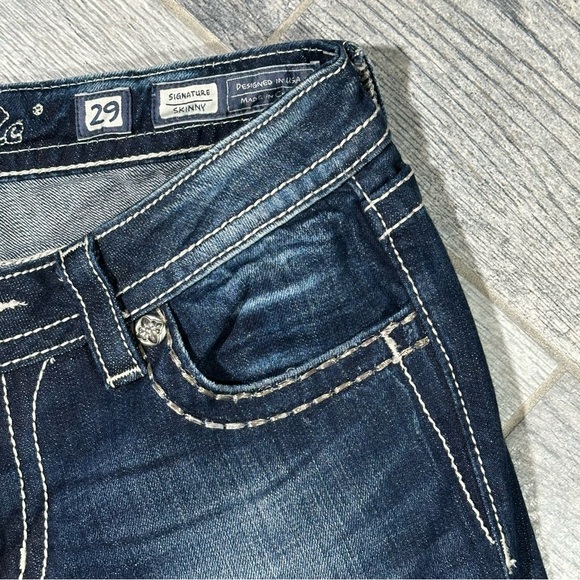 MISS ME Lace & Rhinestone Low Rise Signature Straight Leg Jeans 29 - Picture 4 of 14